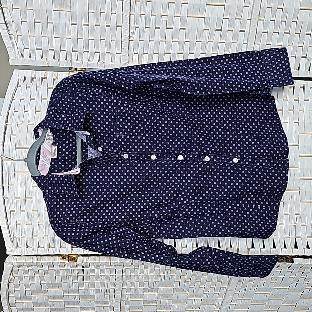 L.L. Bean Navy/Pink Button Down - Large